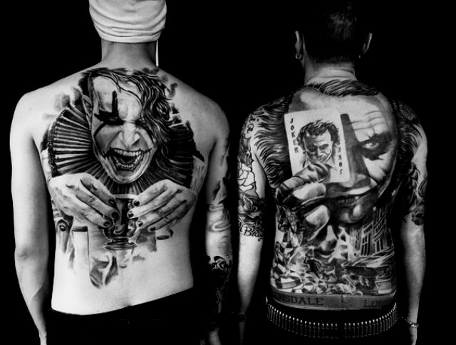 Joker-Tattoo-on-the-back-of-a-Man