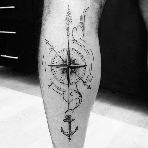 anchor and compass tattoo for men