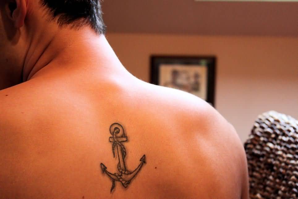 anchor back tattoo for men