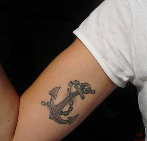 anchor inner bicep tattoo for men