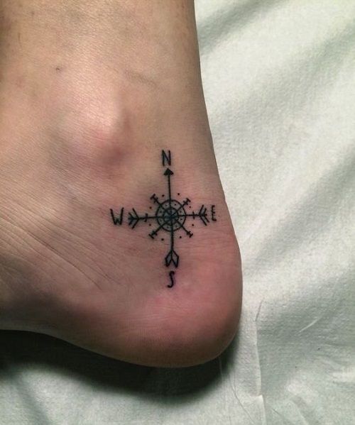 ankle compass tattoo design for men