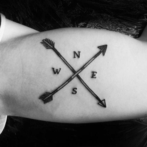 arrows compass tattoo design for men