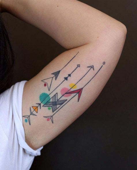 arrows inner bicep tattoo for men