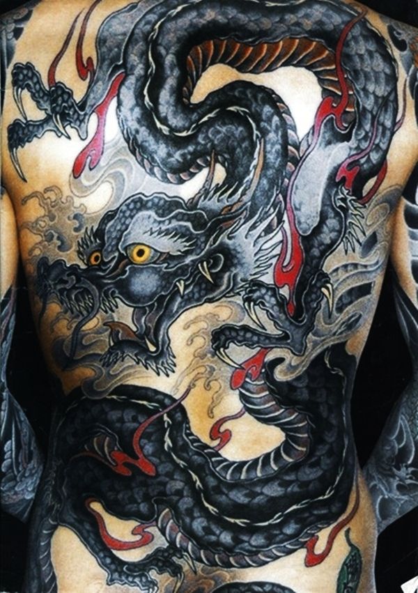 asian dragon back tattoo for men