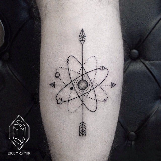 atomic compass tattoo for men