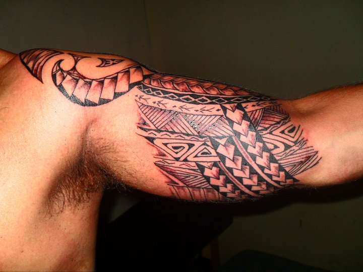 aztec bands inner bicep tattoo for men