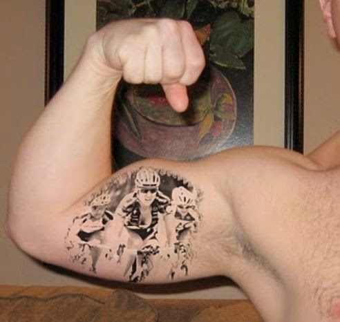 bicycling inner bicep tattoo for men