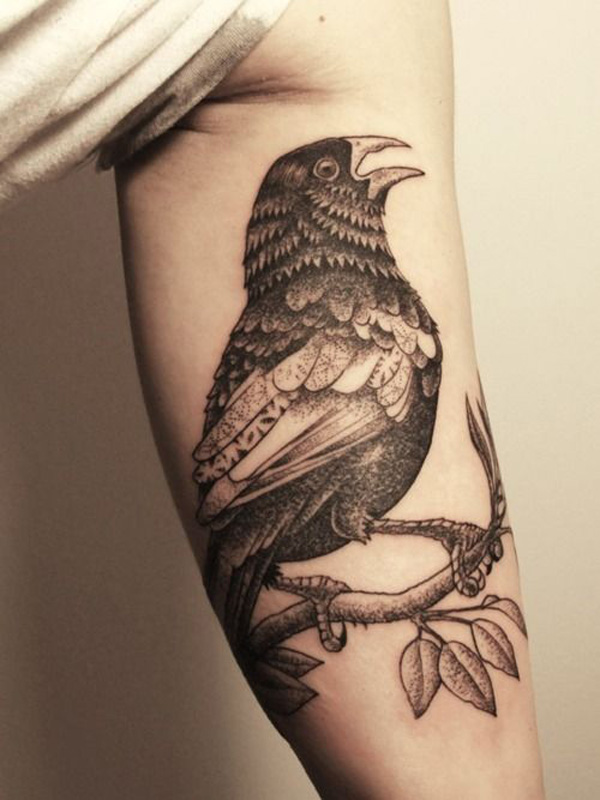 bird inner bicep tattoo for men