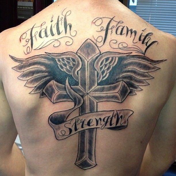 christian back tattoo for men