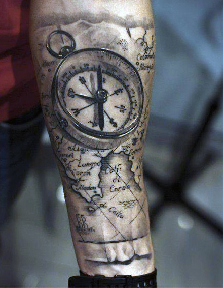 classic compass tattoo for men