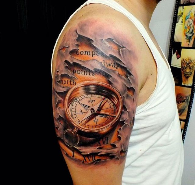 compass always points north compass tattoo for guys