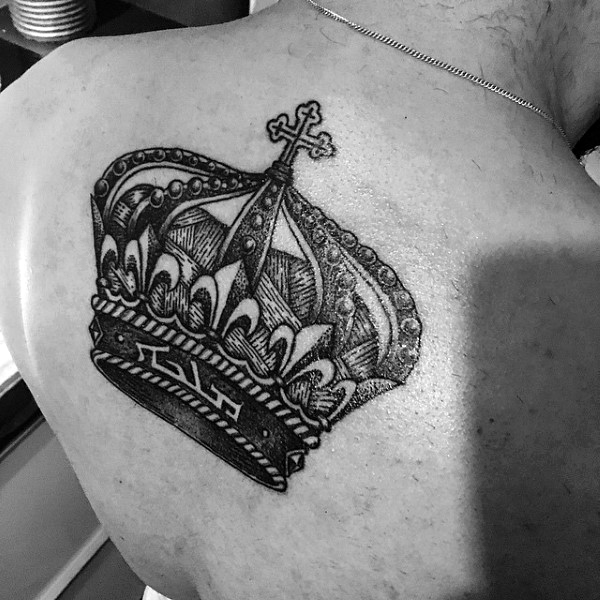 crown back tattoo for men