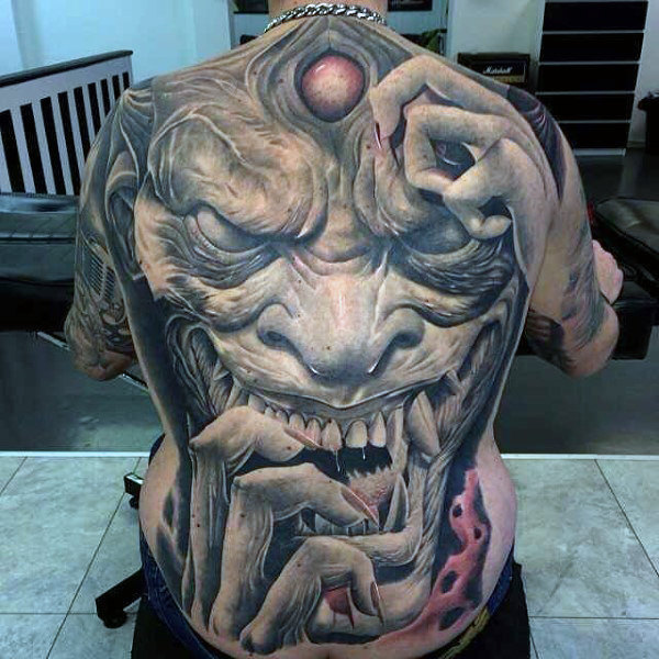 devil back tattoo for men