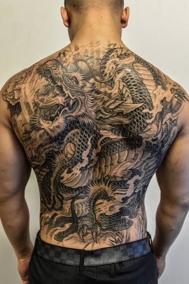 dragon back tattoo for men