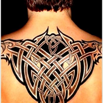 eagle and tribal design back tattoo for men