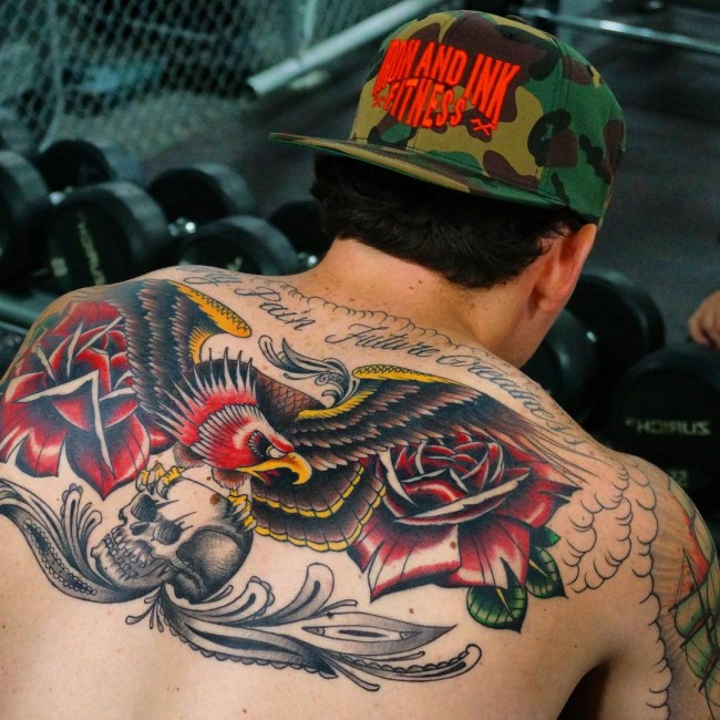 eagle back tattoo for men