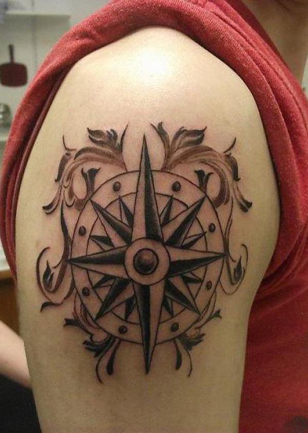 fancy compass tattoo for guys