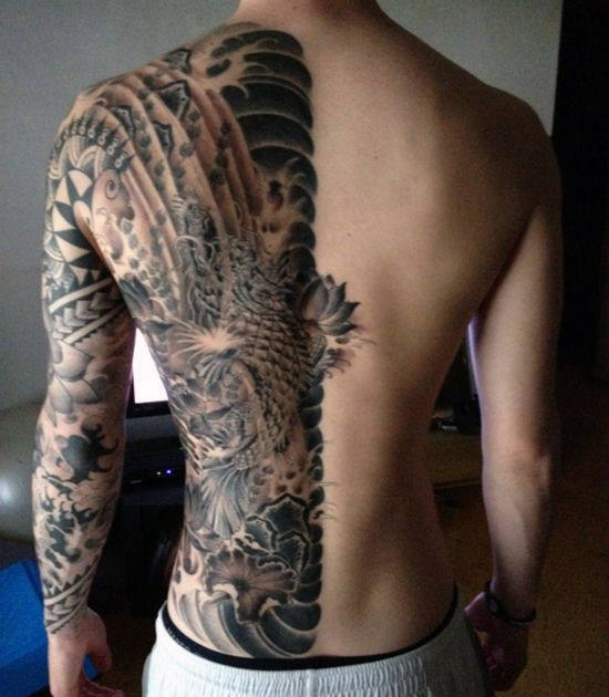 half back tattoo for men