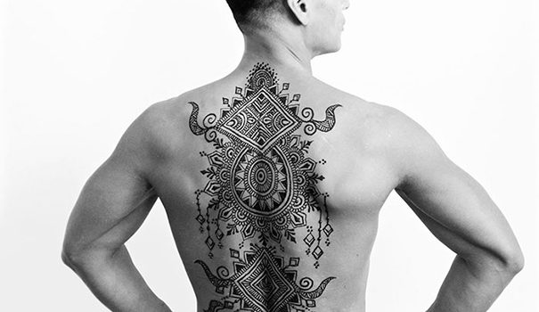 henna back tattoo for men