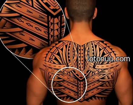 interesting back tattoo for men