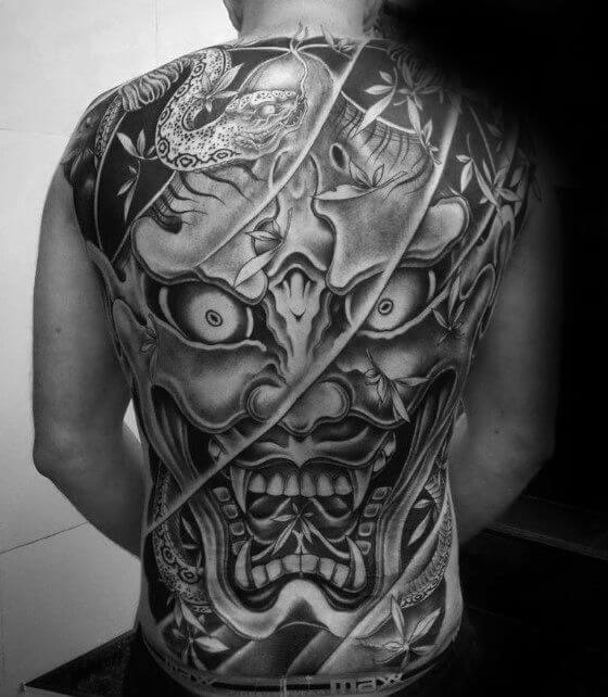 japanese demon back tattoo for men