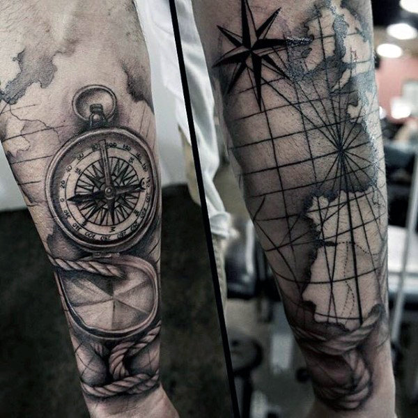 map grid and compass tattoo for guys