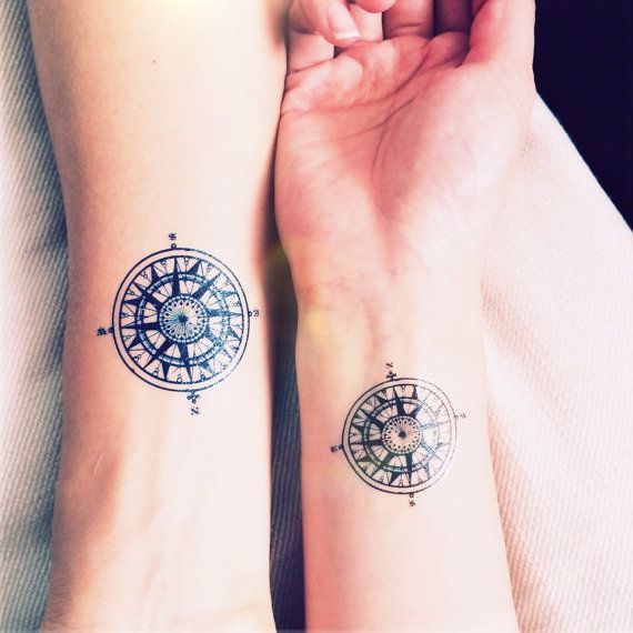 matching compass tattoo for men and women