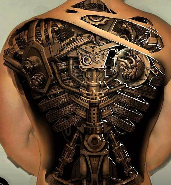 mechanical tattoo whole back