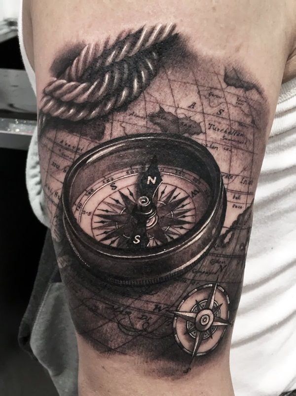 nautical compass tattoo for guys