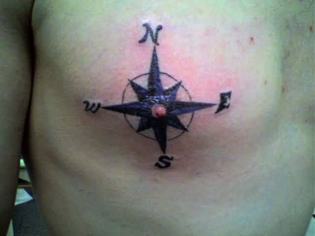 nipple compass tattoo design for men