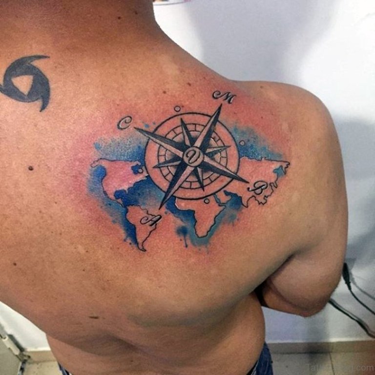 ocean and compass tattoo for guys