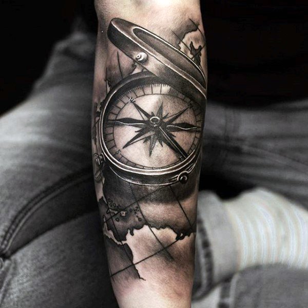 open compass tattoo for men