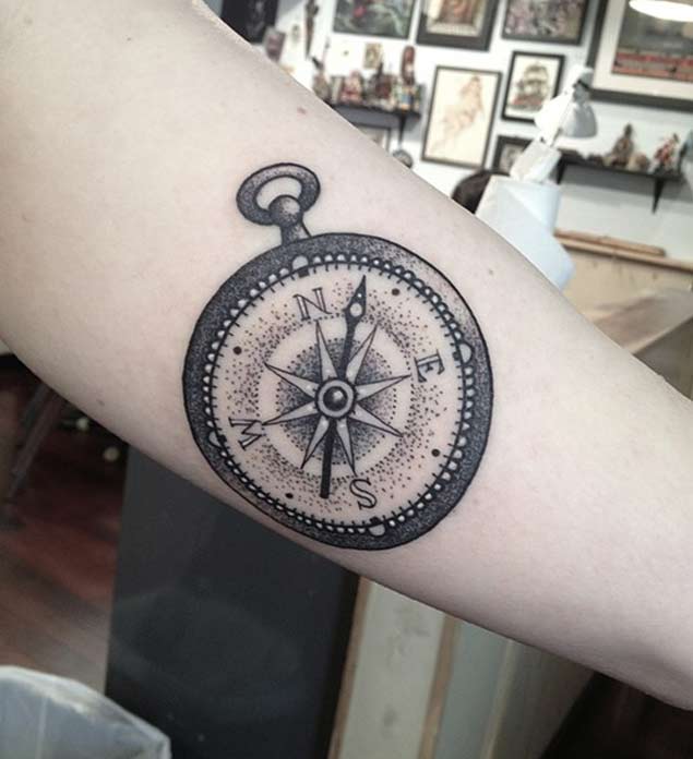 pocket compass tattoo for guys