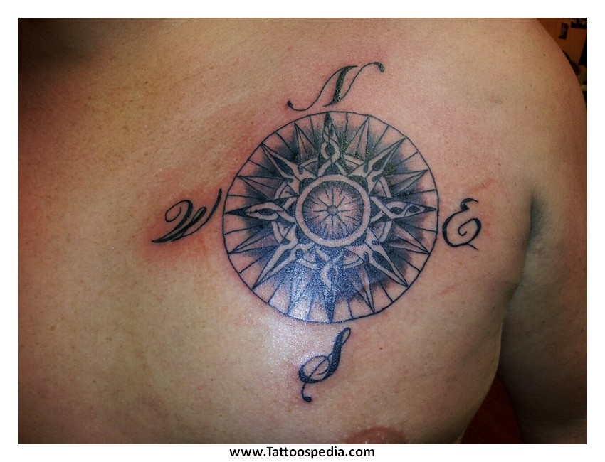 pointed compass tattoo design for men