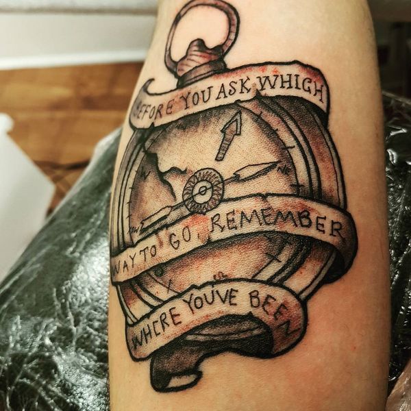 remember where you've been compass tattoo for guys
