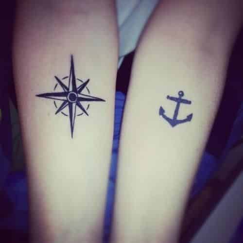 small anchor and compass tattoo for men