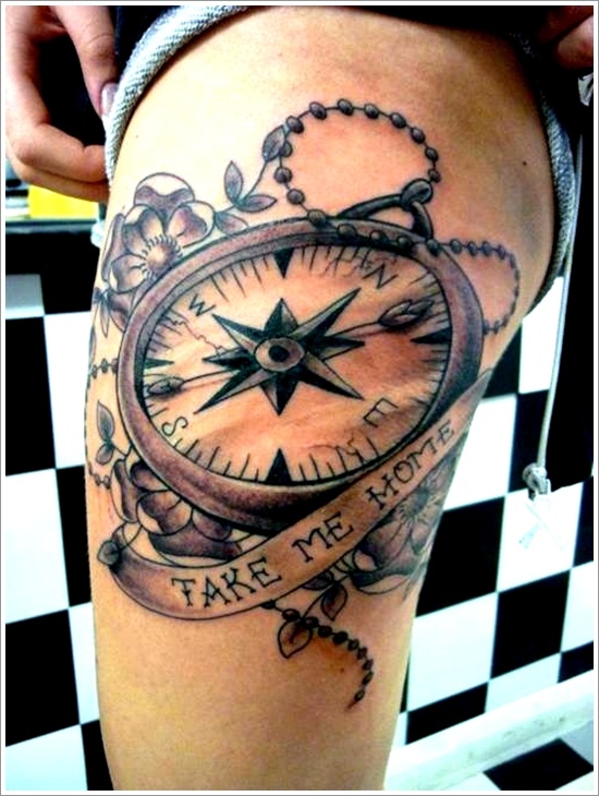 take me home compass tattoo for men