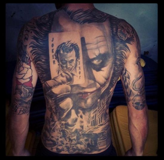 the joker back tattoo for men