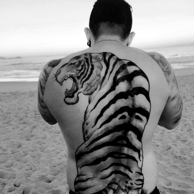 tiger back tattoo for men