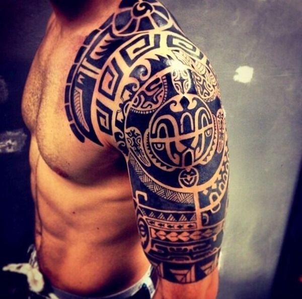 tribal shoulder half sleeve tattoo