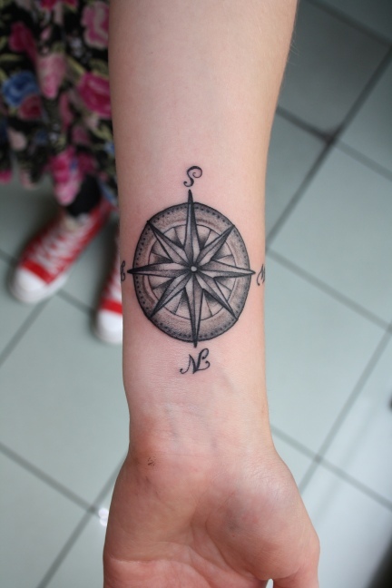 wrist compass tattoo for men