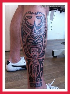 arabic design leg tattoo for men