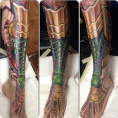armor leg tattoo for guys