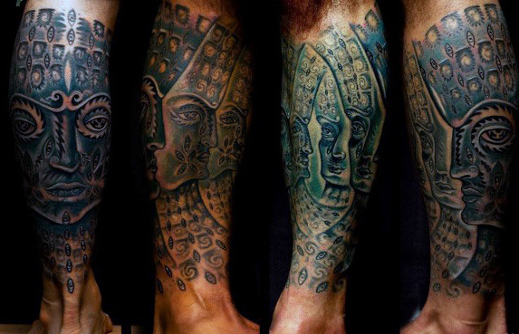 aztec leg tattoo for men