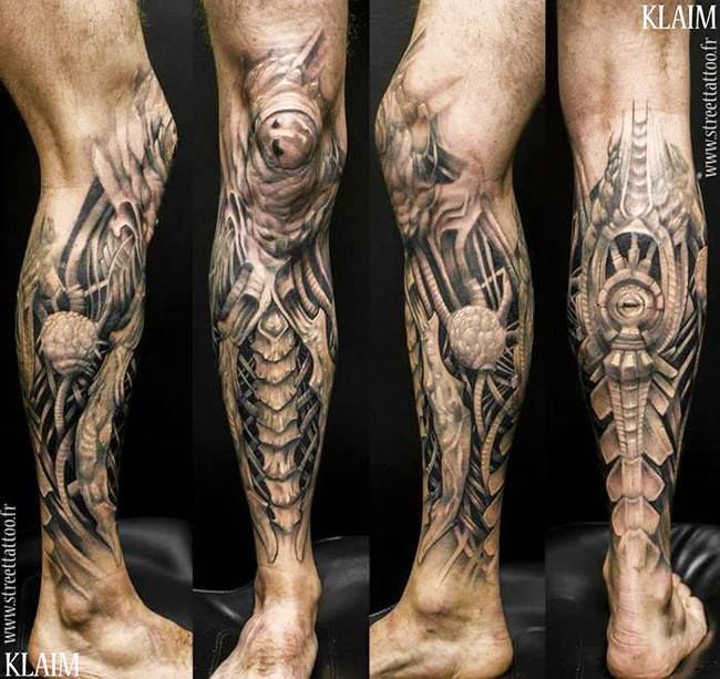 cyborg leg tattoo for men