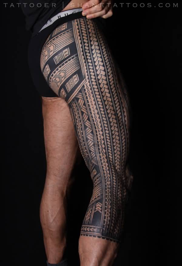 full leg bands leg tattoo for men