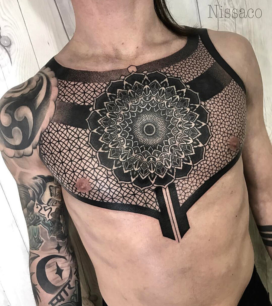 geometric-pattern-mandala-chest-tattoo