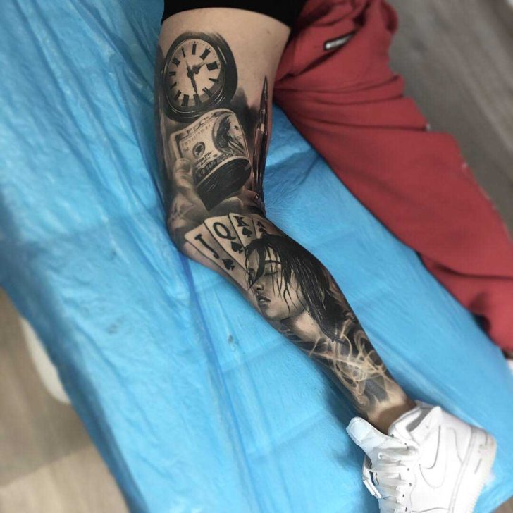 lifestyle leg tattoo for guys