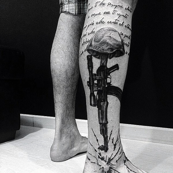 military leg tattoo for guys