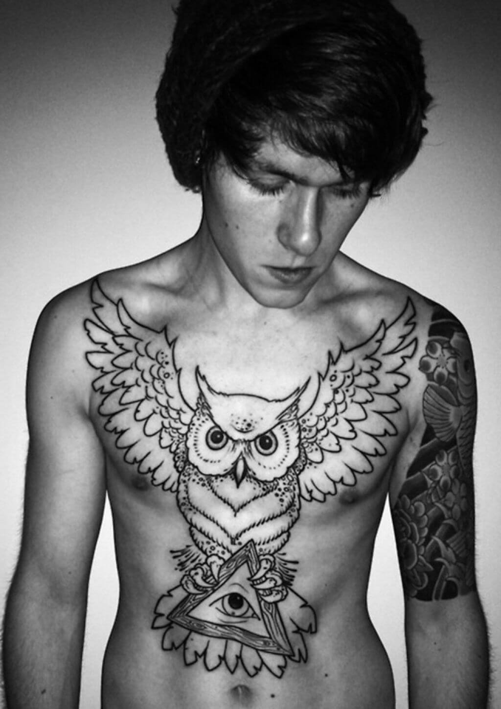 owl-chest-tattoo-designs-